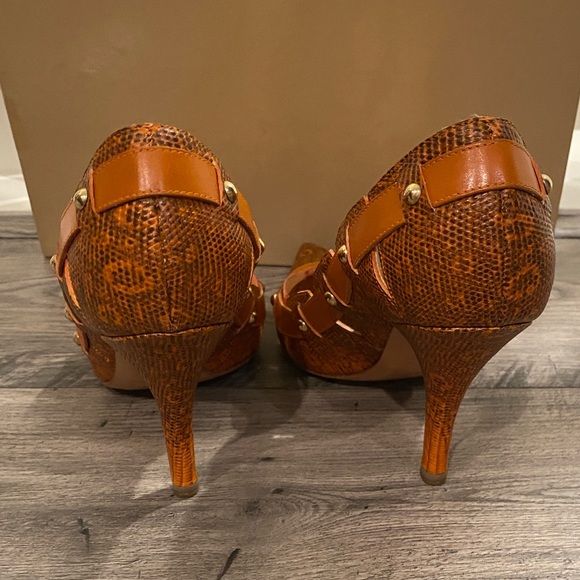 Sergio Rossi pelle stampa lizard d1sll ambra heels - Picture 3 of 7